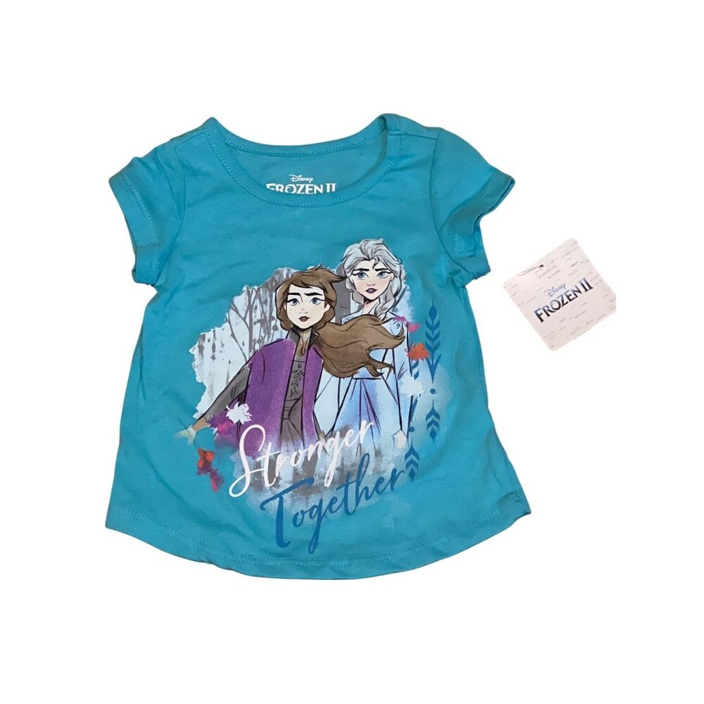 Frozen II Toddler Girls T-Shirt Featuring Elsa & Anna "Stronger Together"